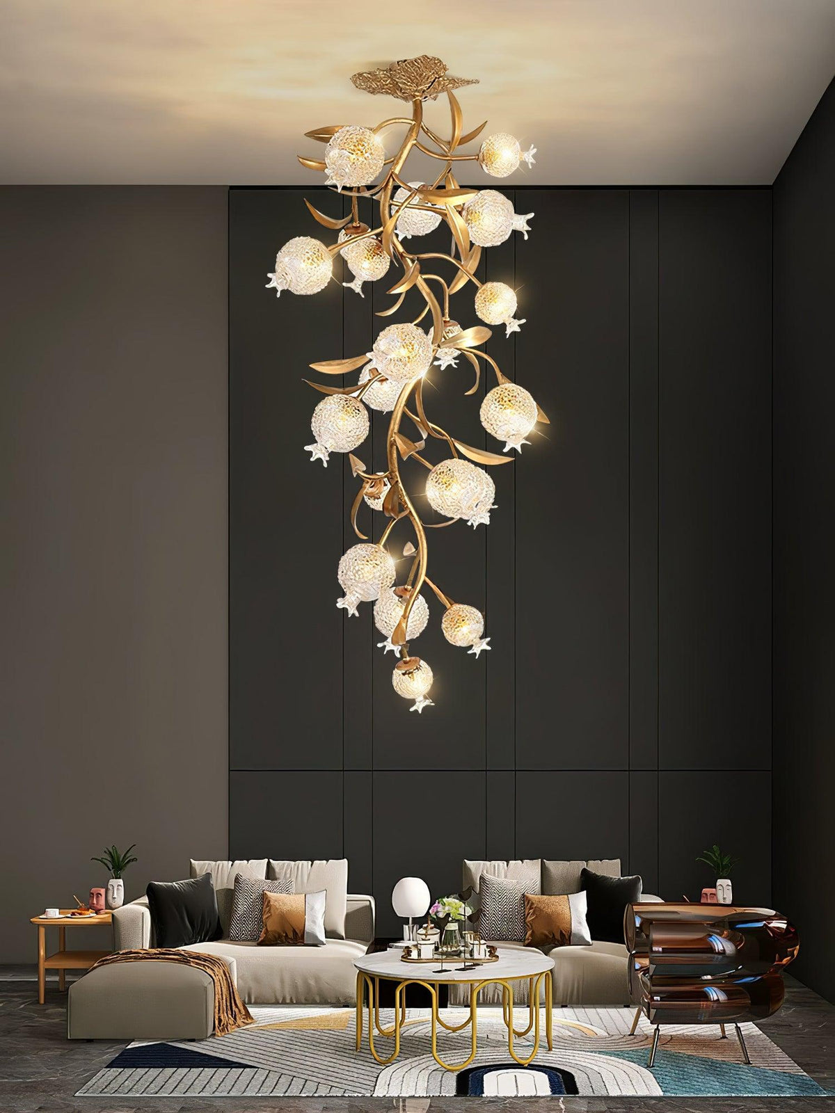 Pomegranate Brass Branch Chandelier - ∅ 19.7″ x H 51.2″ / Dia 50cm x H 130cmDark CopperCyranlamps