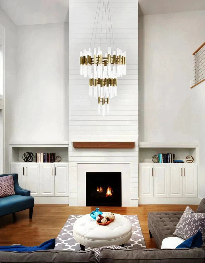 Post - modern Simple Light Luxury 3 - Tier Round Glass Tubes Chandelier - cyranlamps