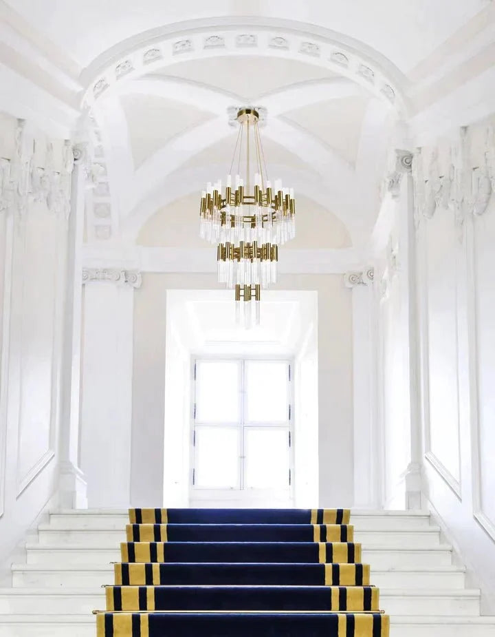 Post - modern Simple Light Luxury 3 - Tier Round Glass Tubes Chandelier - cyranlamps