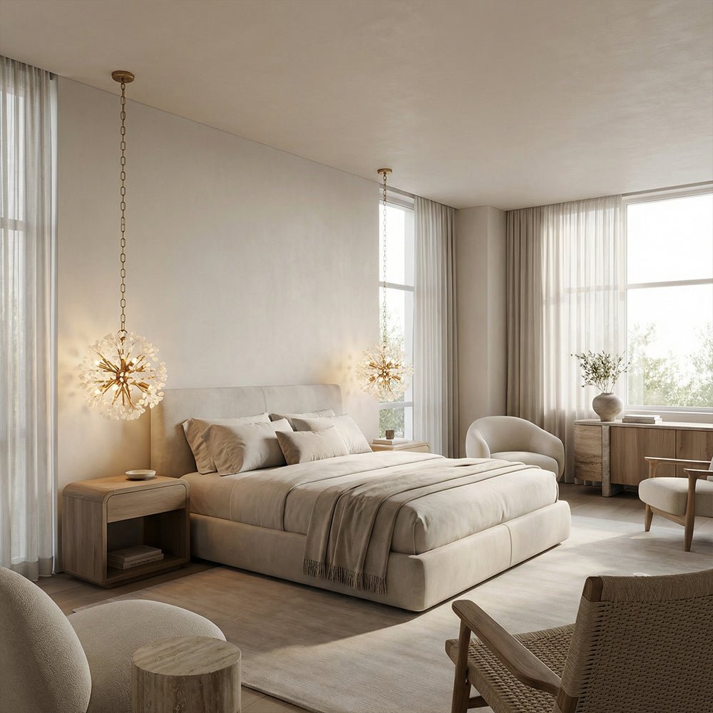 Quartz Crystal Spherical Eight - Light Chandelier - Cyran Lamps