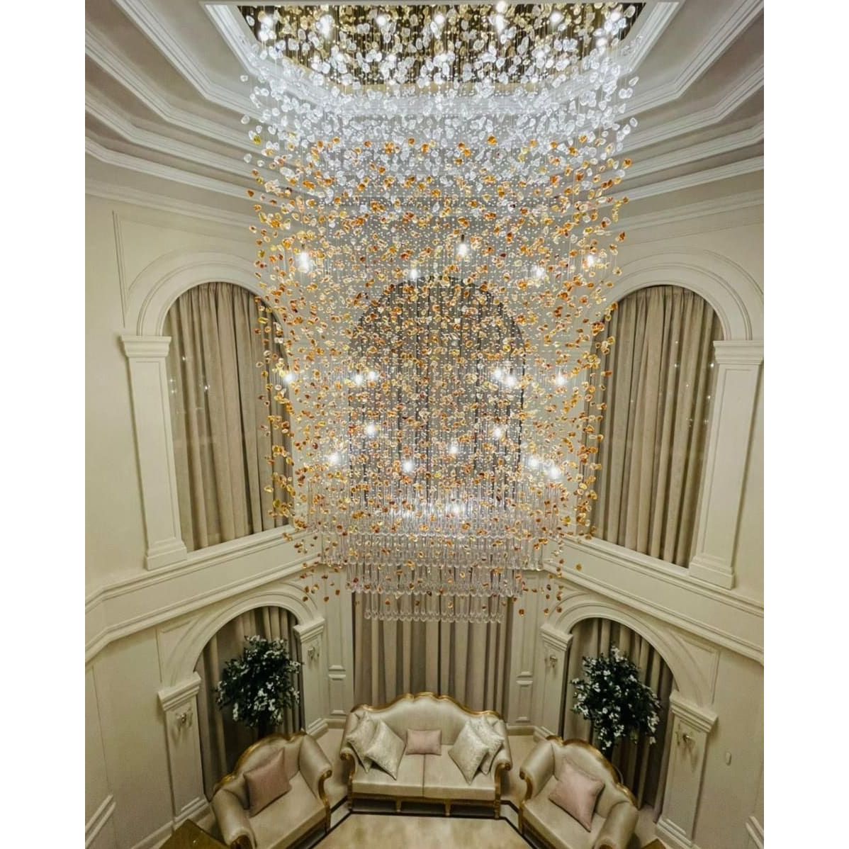 Rainfall Glass Gem Stone Chandelier - cyranlamps