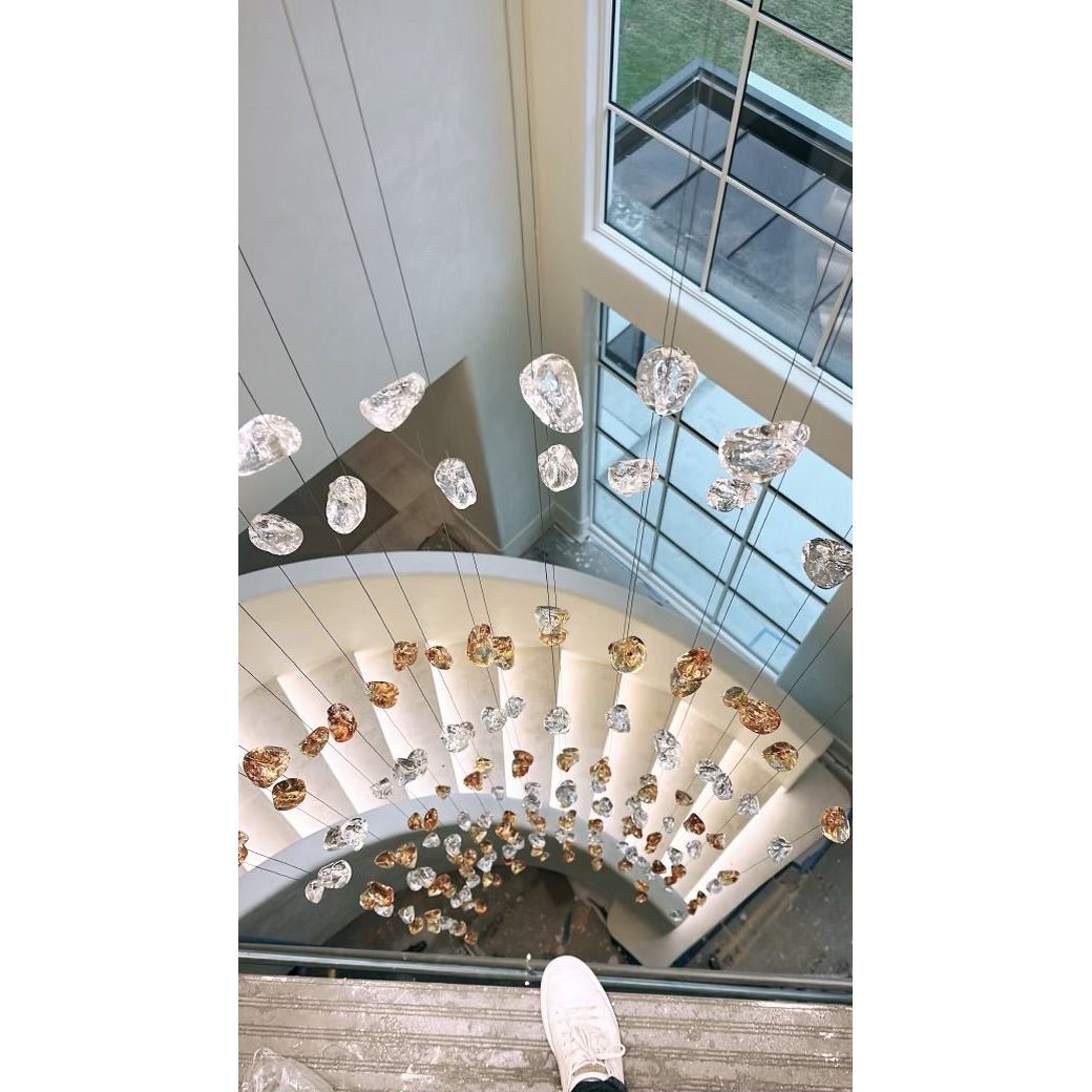 Rainfall Glass Gem Stone Chandelier - cyranlamps