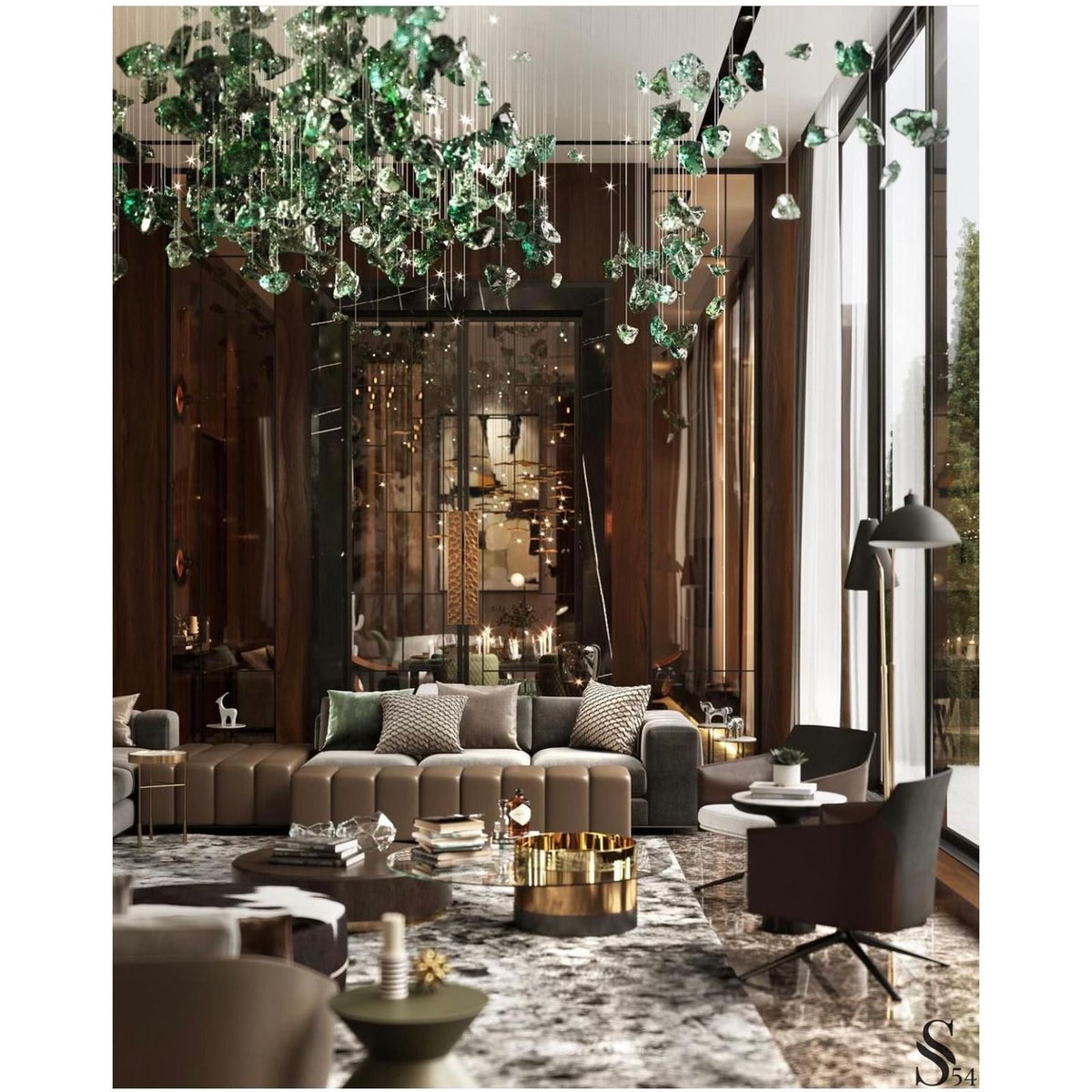 Rainfall Glass Gem Stone Chandelier - cyranlamps
