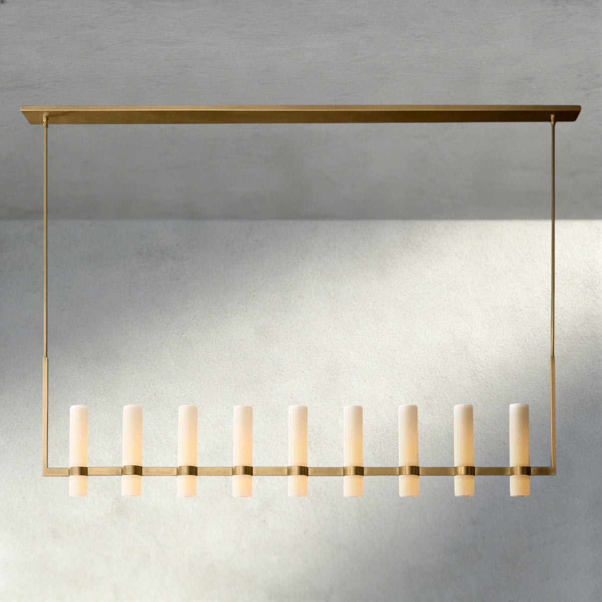 Ravay Linear Milk Glass Chandelier 59", 71" - cyranlighting