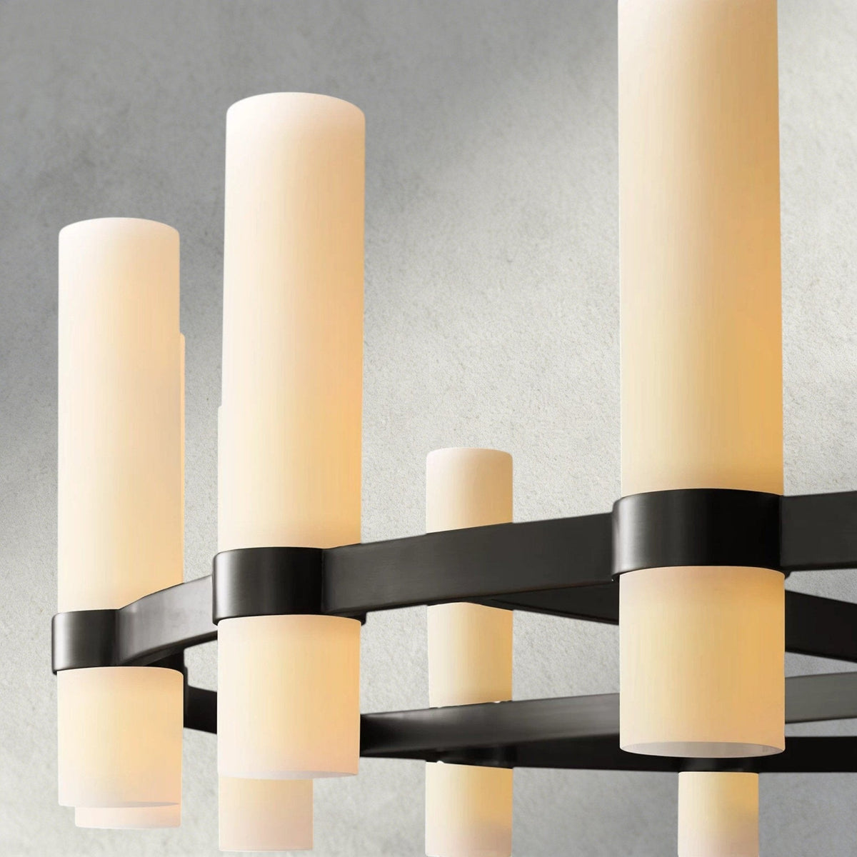 Ravay Round Milk Glass Chandelier 36", 48", 60" - cyranlighting