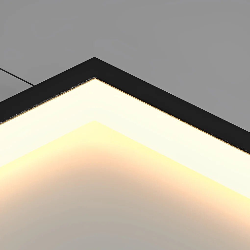 Rectangular Frame Aluminum LED Black Nordic Duplex Stair Chandelier - Cyran Lamps