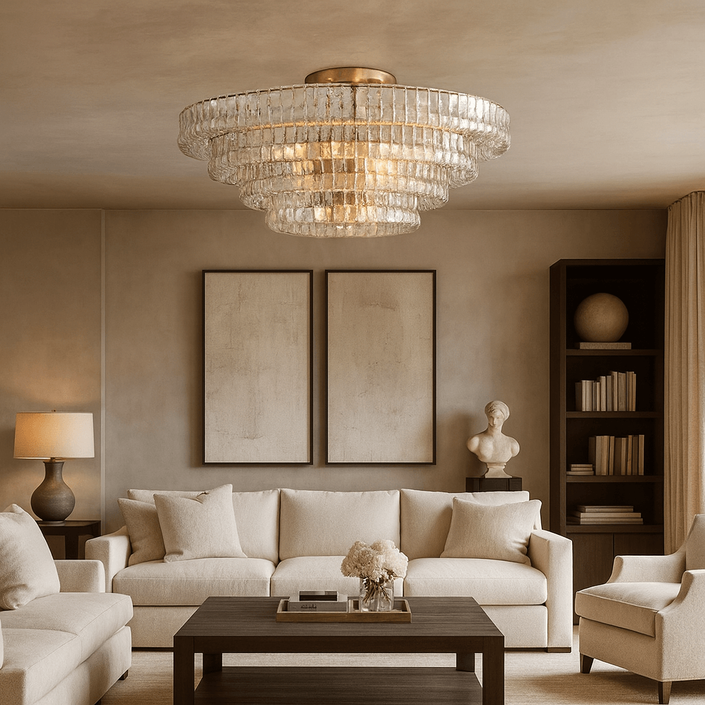 Riviera 35" Flush Mount Chandelier - cyranlamps