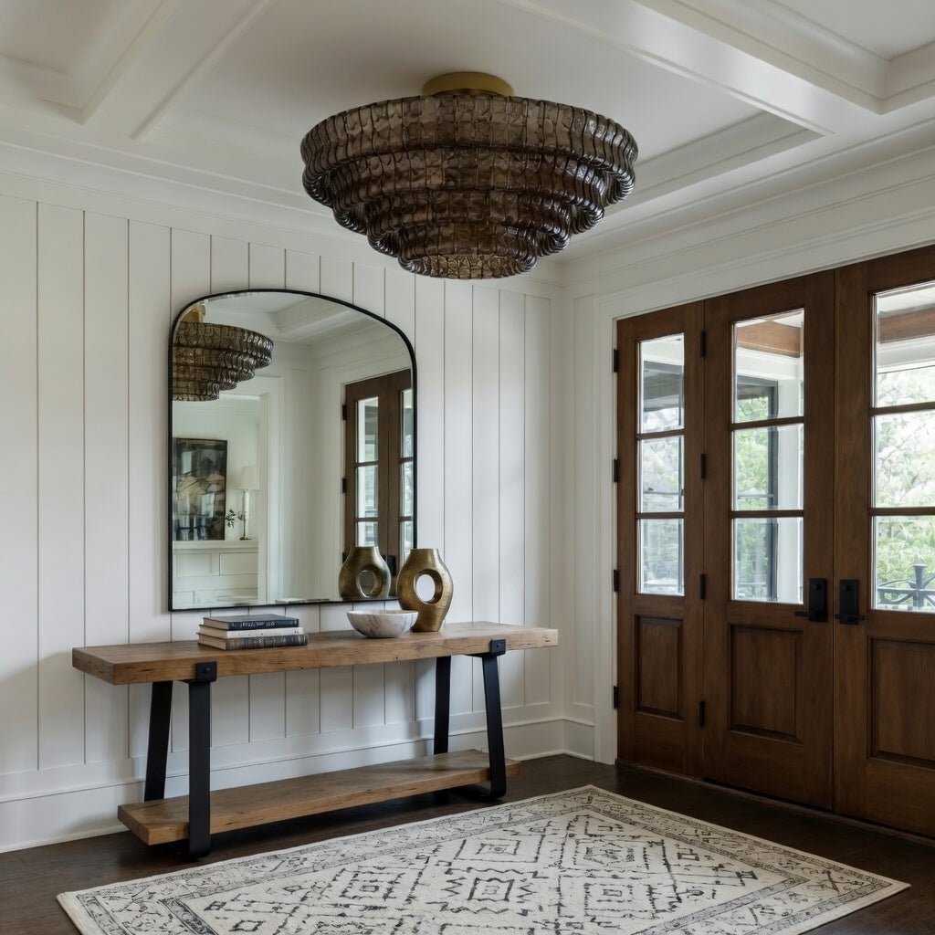 Riviera 35" Smoke Glass Flush Mount handelier - cyranlamps