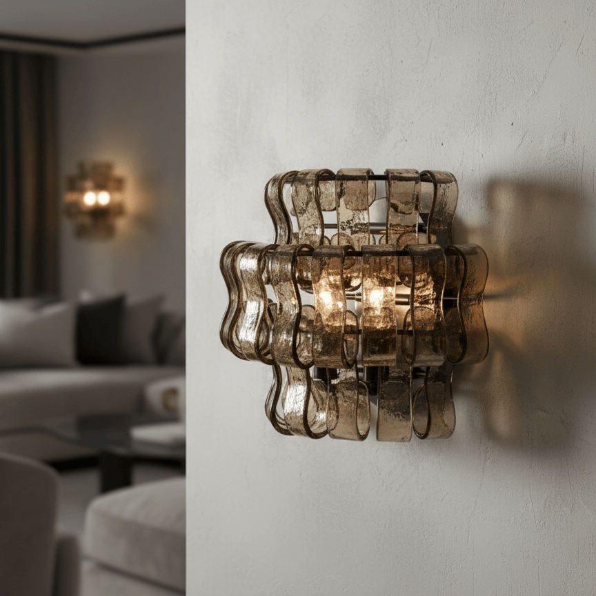 Riviera Smoke Glass Sconce - cyranlamps