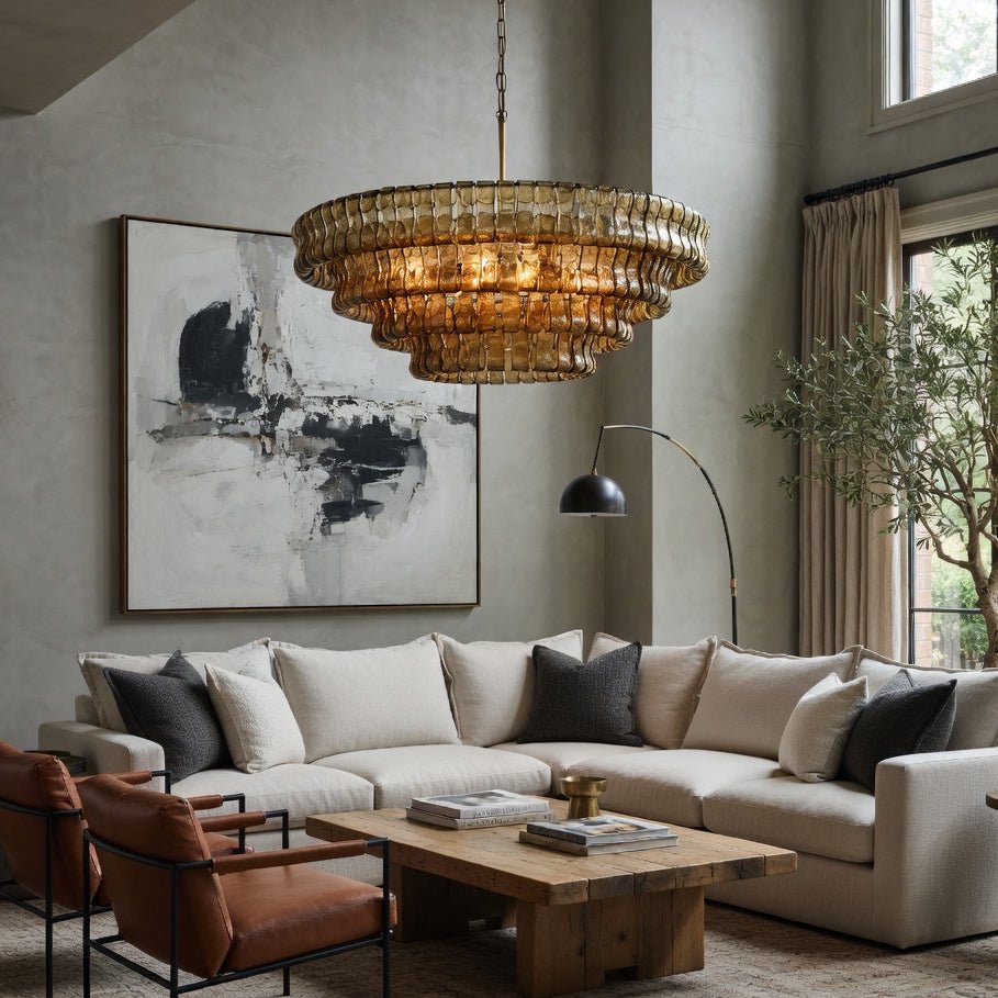 Riviera Smoked Glass Modern Chandelier - cyranlamps