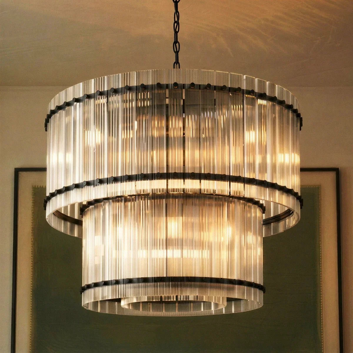 San Marca Glass Two - Tier Round Chandelier - cyranlighting