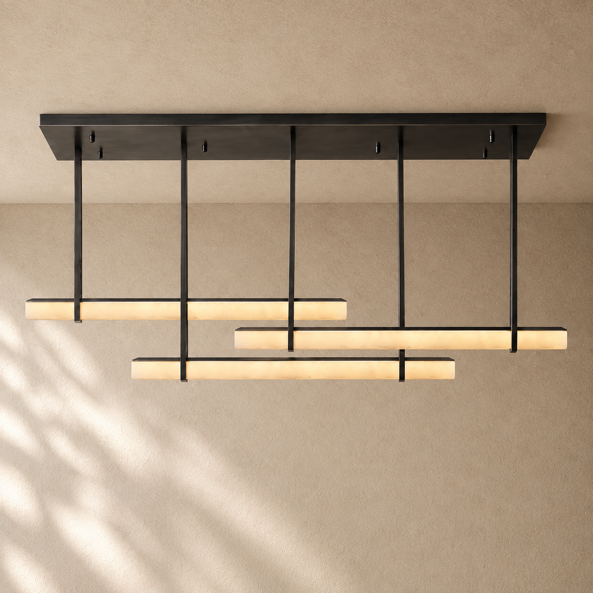 Budubon Alabaster Triple Bar Linear Chandelier