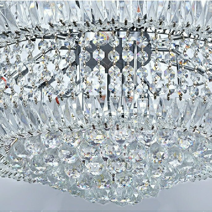 Silver/ Chrome Extra Large Crystal Chandelier Foyer Entryway Long Ceiling Lighting Fixture For Staircase - cyranlamps
