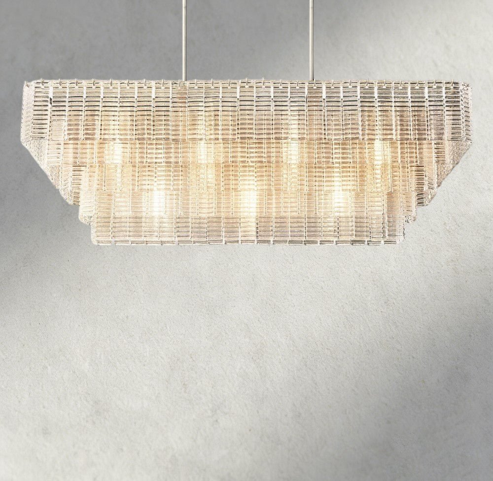 Siraue Clear Glass Rectangular Chandelier 59" - cyranlighting
