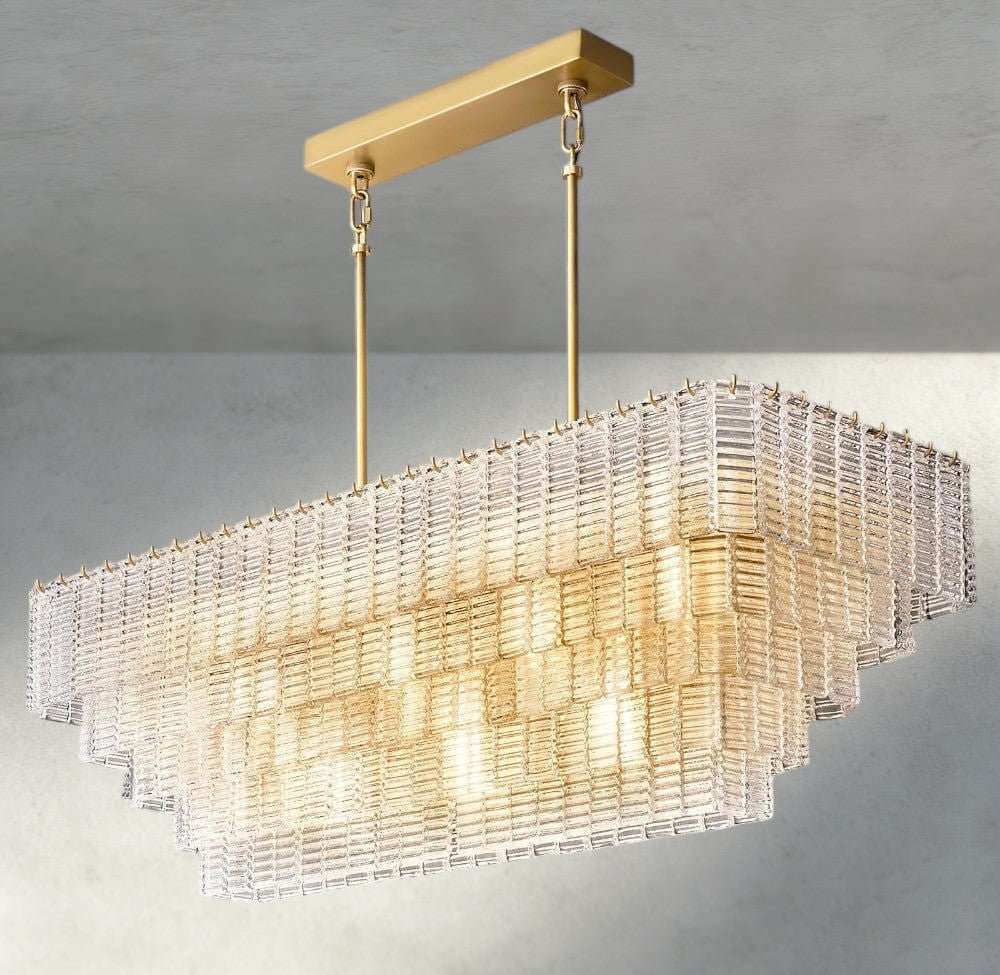 Siraue Clear Glass Rectangular Chandelier 59" - cyranlighting