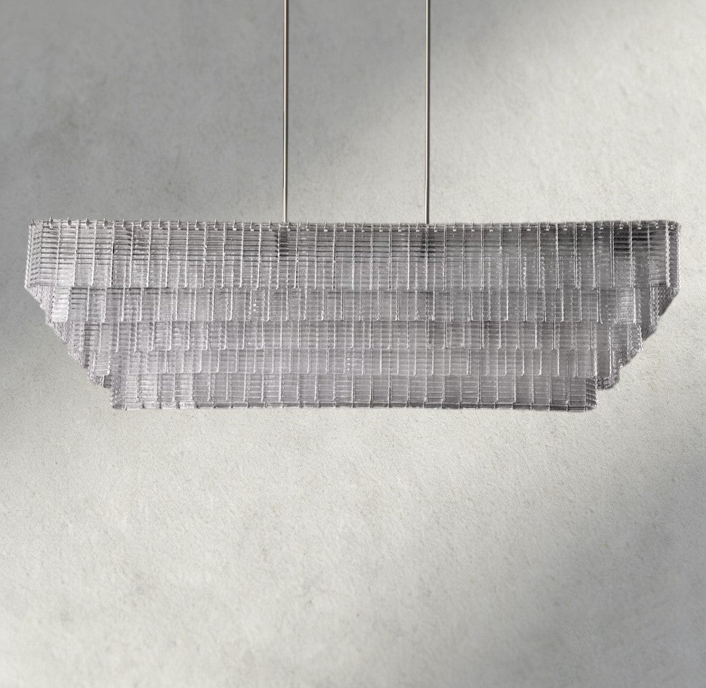 Siraue Clear Glass Rectangular Chandelier 59" - cyranlighting