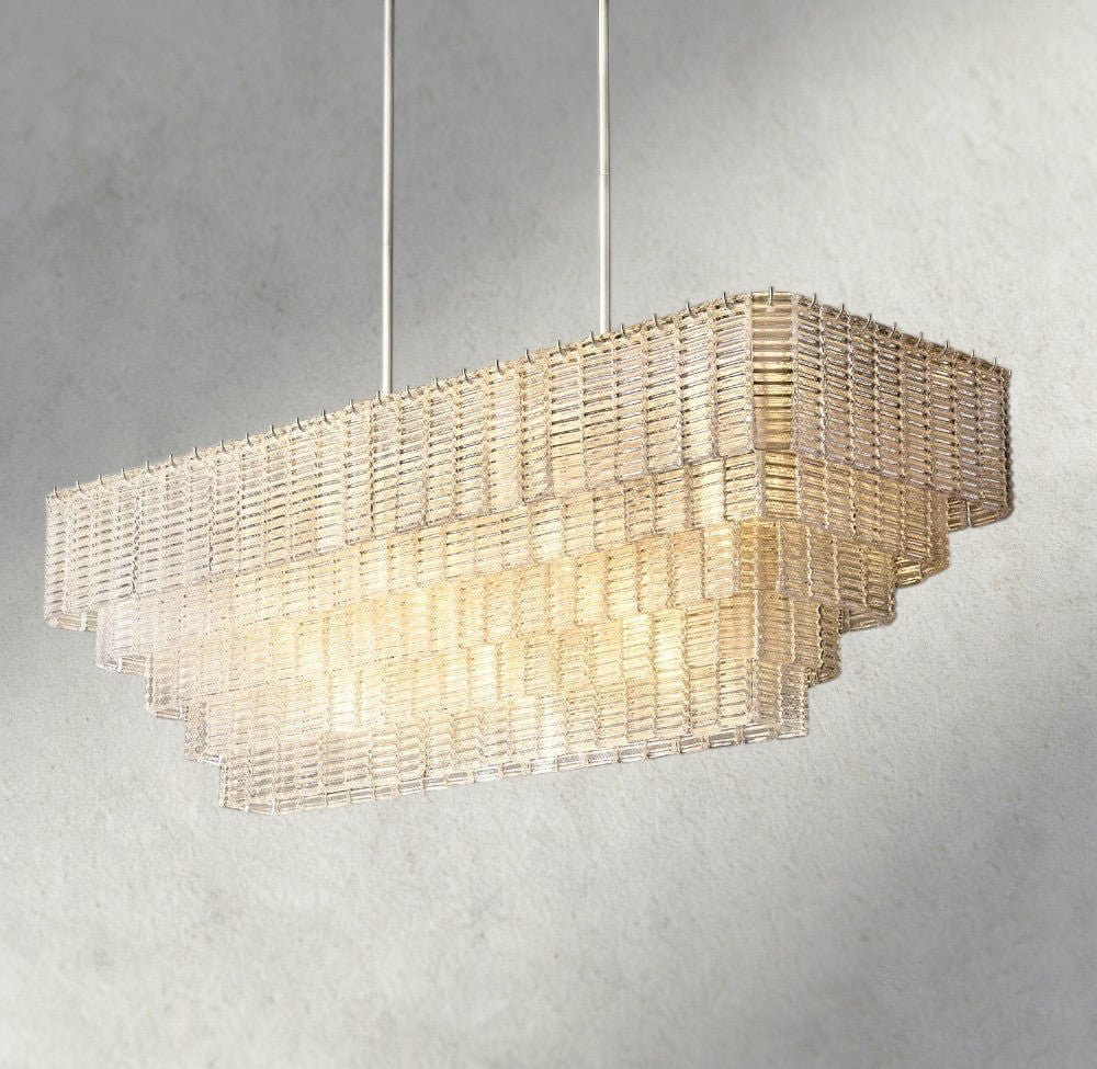 Siraue Clear Glass Rectangular Chandelier 59" - cyranlighting