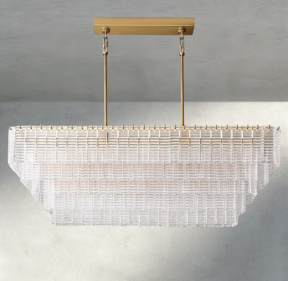 Siraue Clear Glass Rectangular Chandelier 59" - cyranlighting