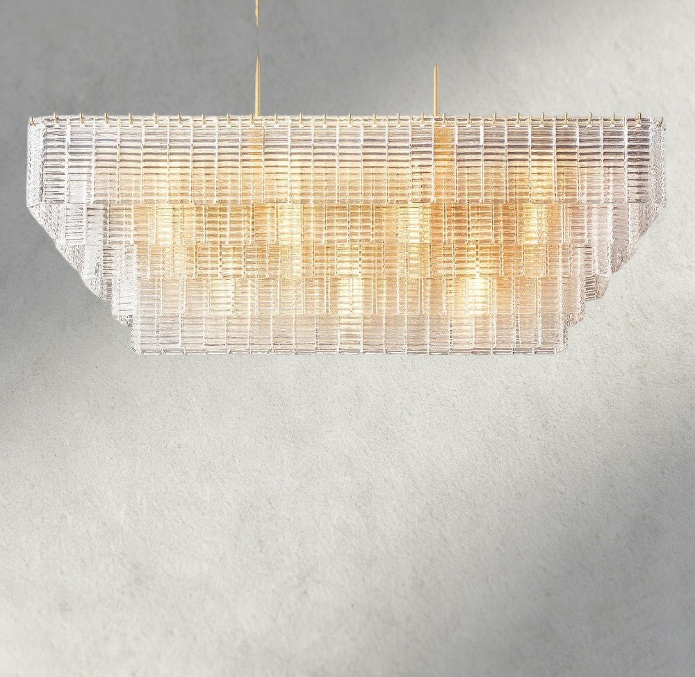 Siraue Clear Glass Rectangular Chandelier 59" - cyranlighting