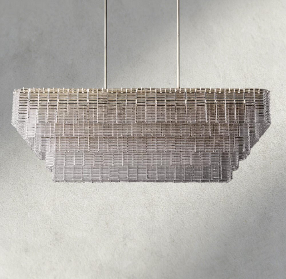 Siraue Clear Glass Rectangular Chandelier 59" - cyranlighting