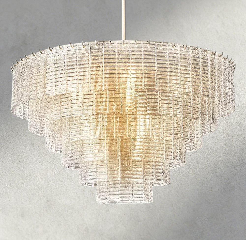 Siraue Clear Glass Round Chandelier 41", 52", 65" - cyranlighting