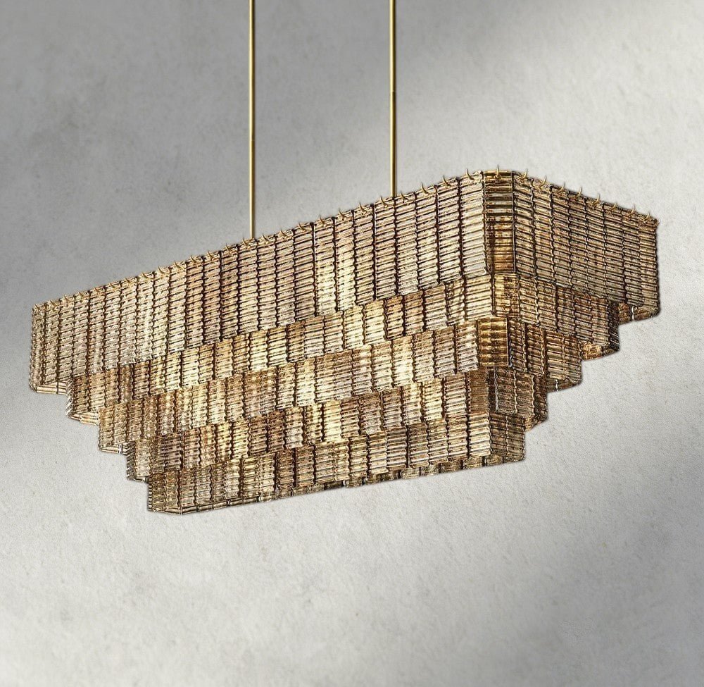 Siraue Smoke Glass Rectangular Chandelier 59", 77" - cyranlighting