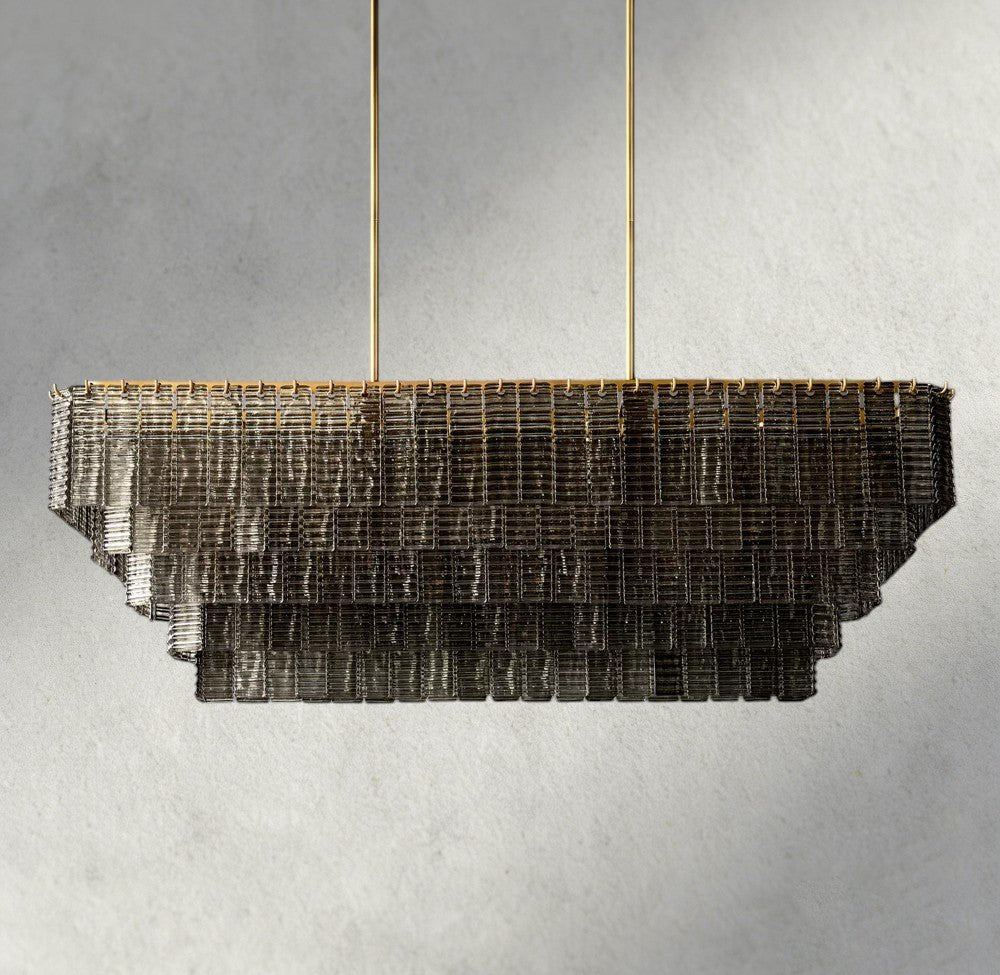 Siraue Smoke Glass Rectangular Chandelier 59", 77" - cyranlighting