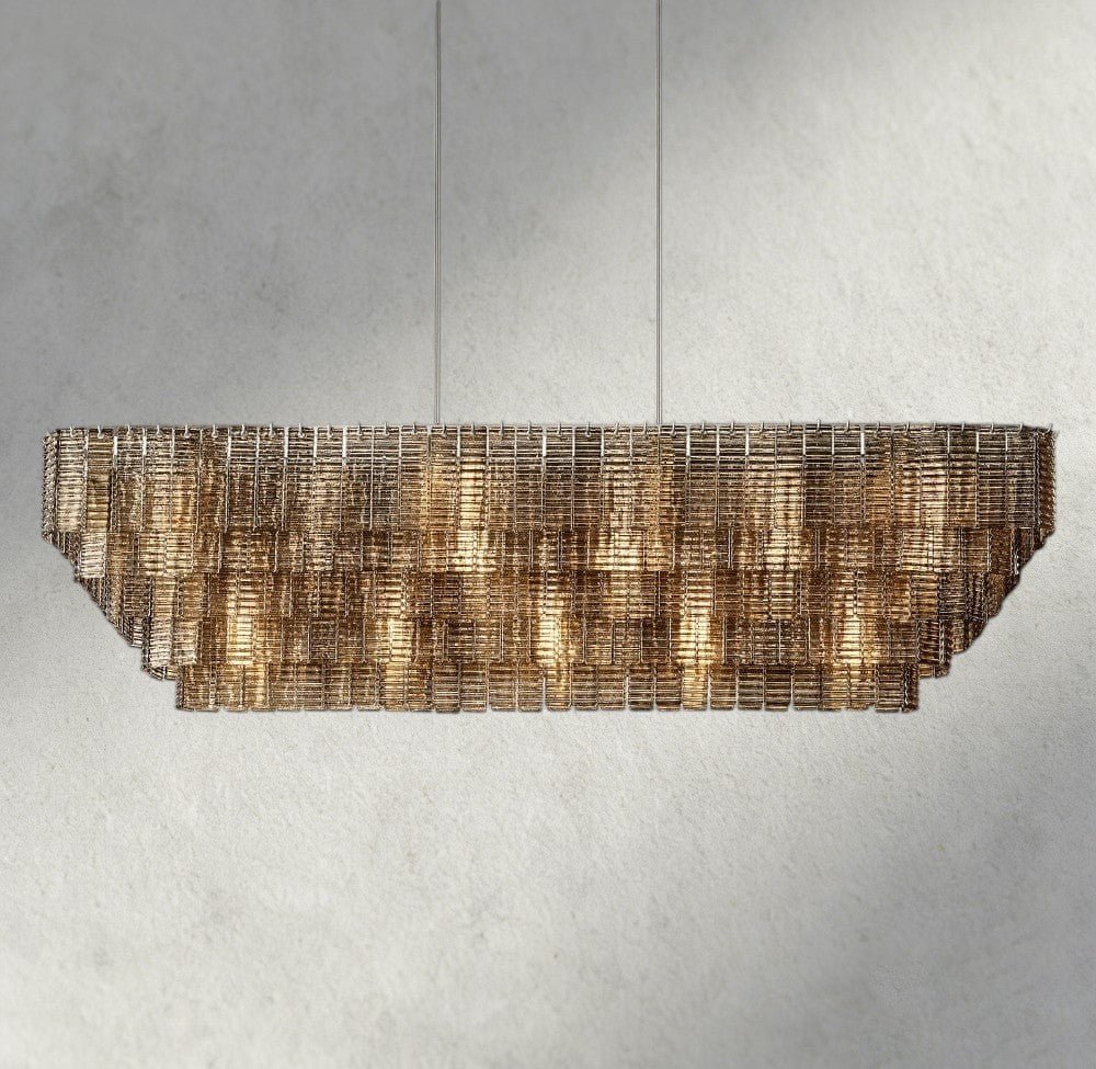 Siraue Smoke Glass Rectangular Chandelier 59", 77" - cyranlighting