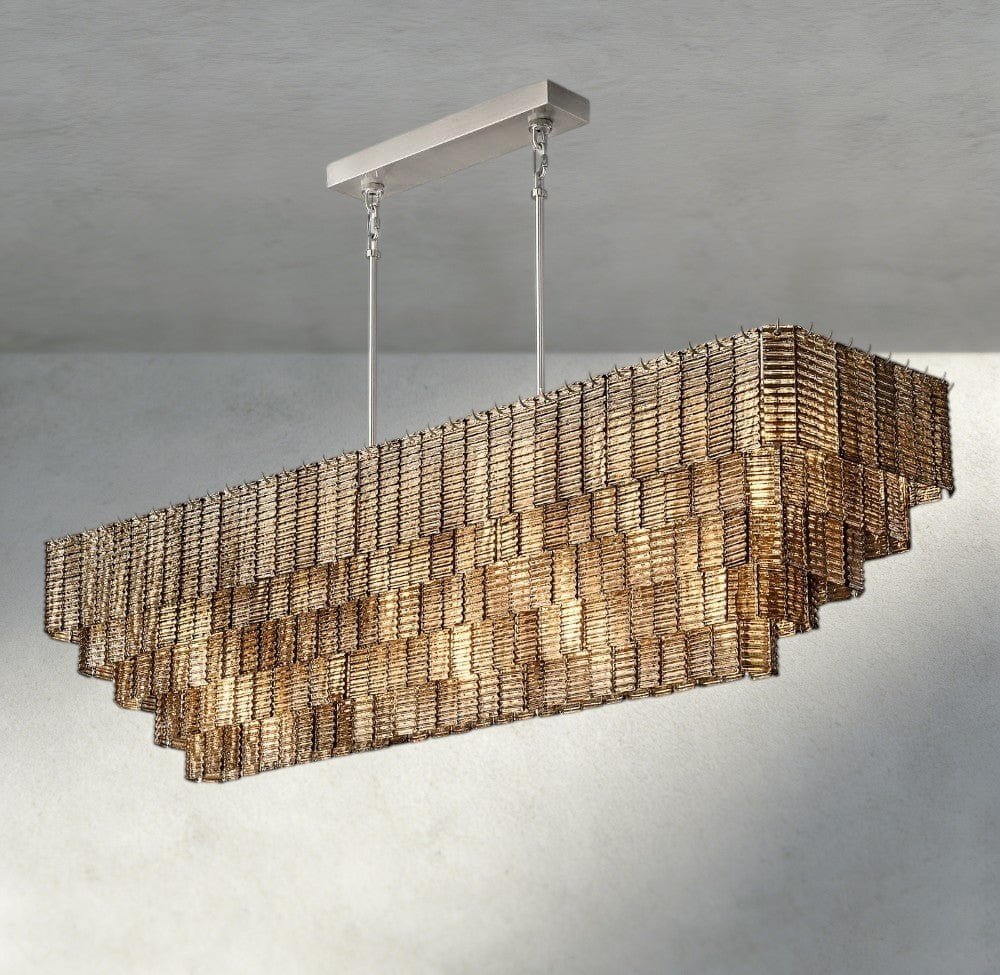 Siraue Smoke Glass Rectangular Chandelier 59", 77" - cyranlighting