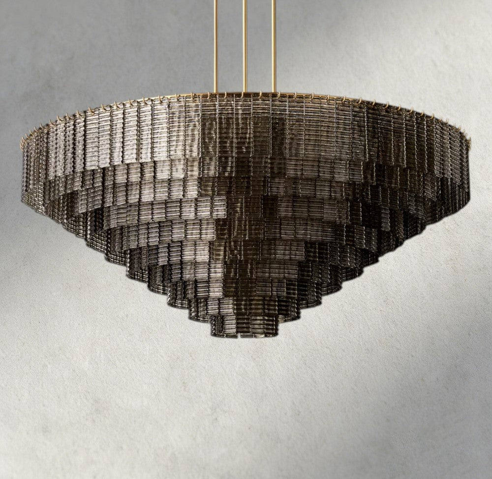 Siraue Smoke Glass Round Chandelier 41", 52", 65" - cyranlighting