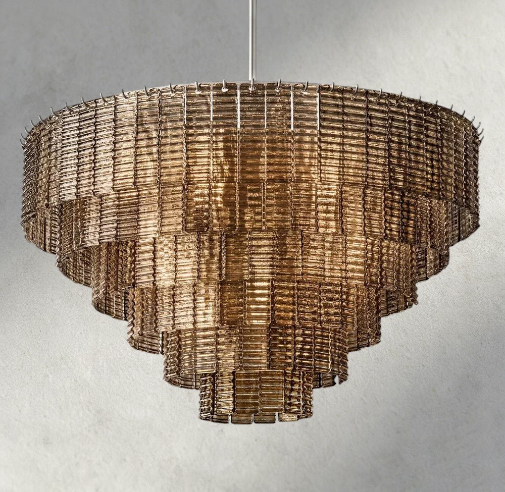 Siraue Smoke Glass Round Chandelier 41", 52", 65" - cyranlighting