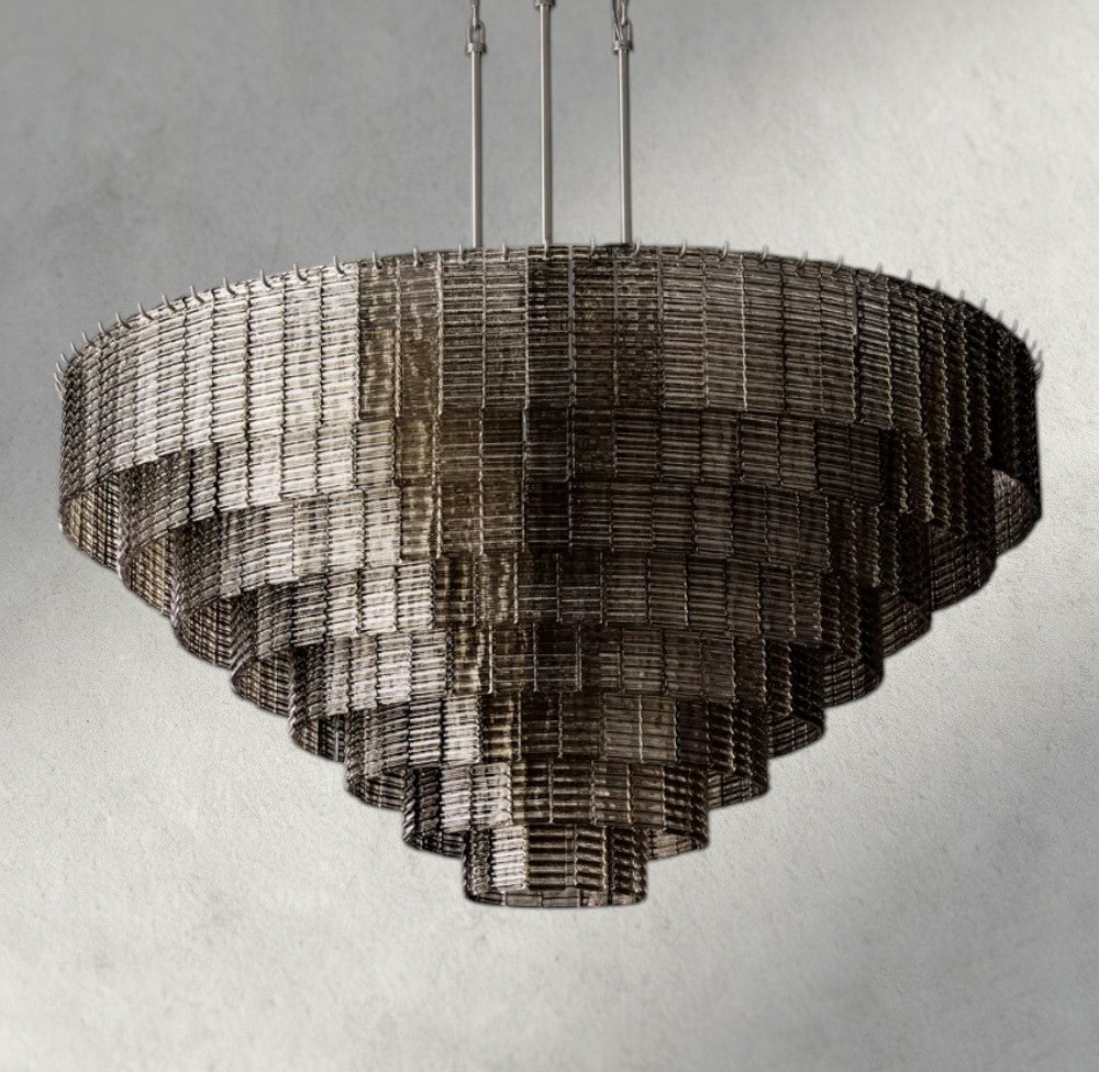 Siraue Smoke Glass Round Chandelier 41", 52", 65" - cyranlighting
