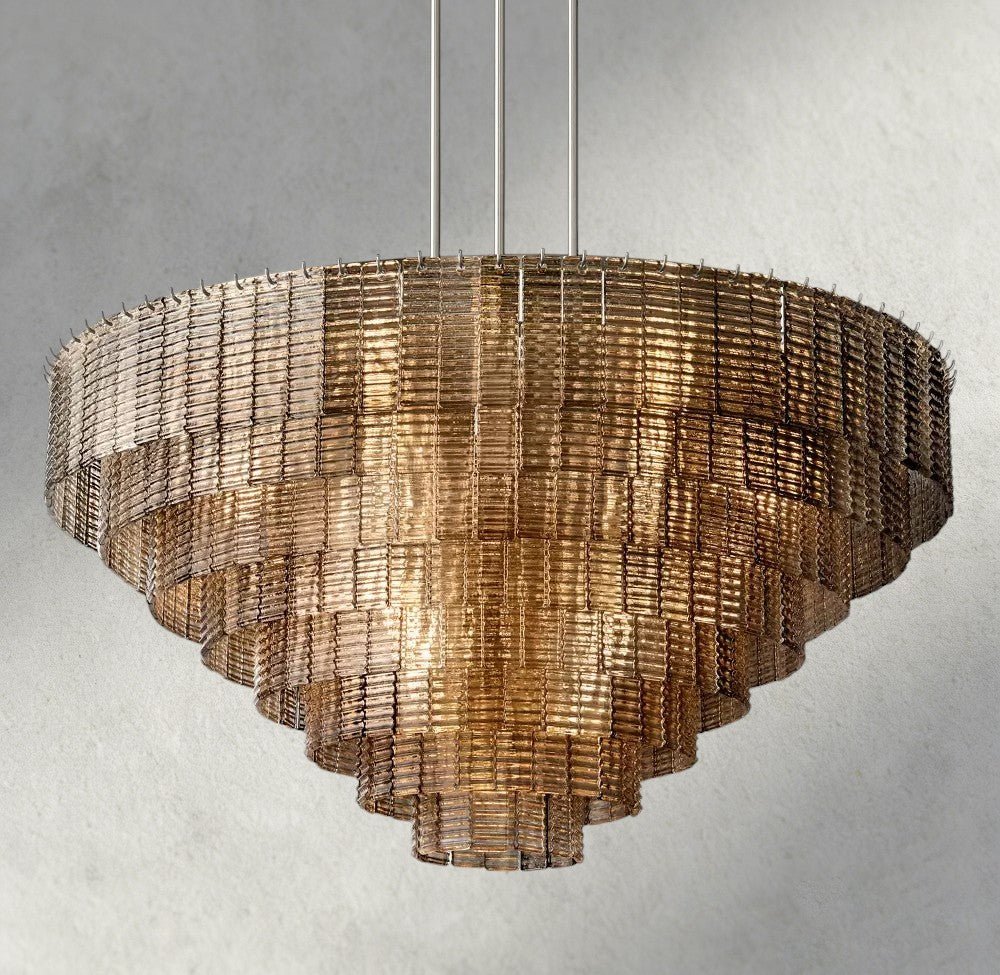 Siraue Smoke Glass Round Chandelier 41", 52", 65" - cyranlighting