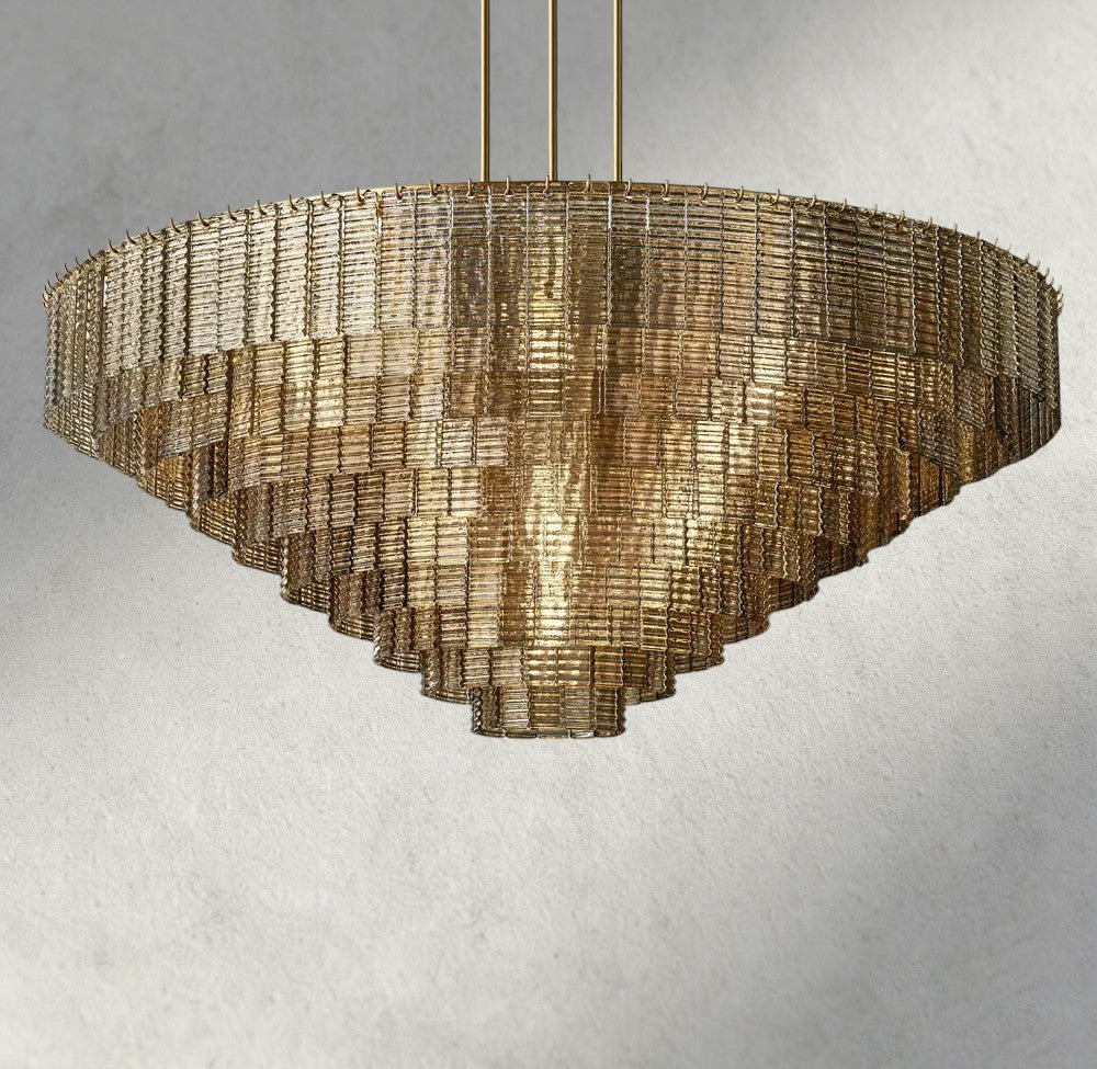 Siraue Smoke Glass Round Chandelier 41", 52", 65" - cyranlighting