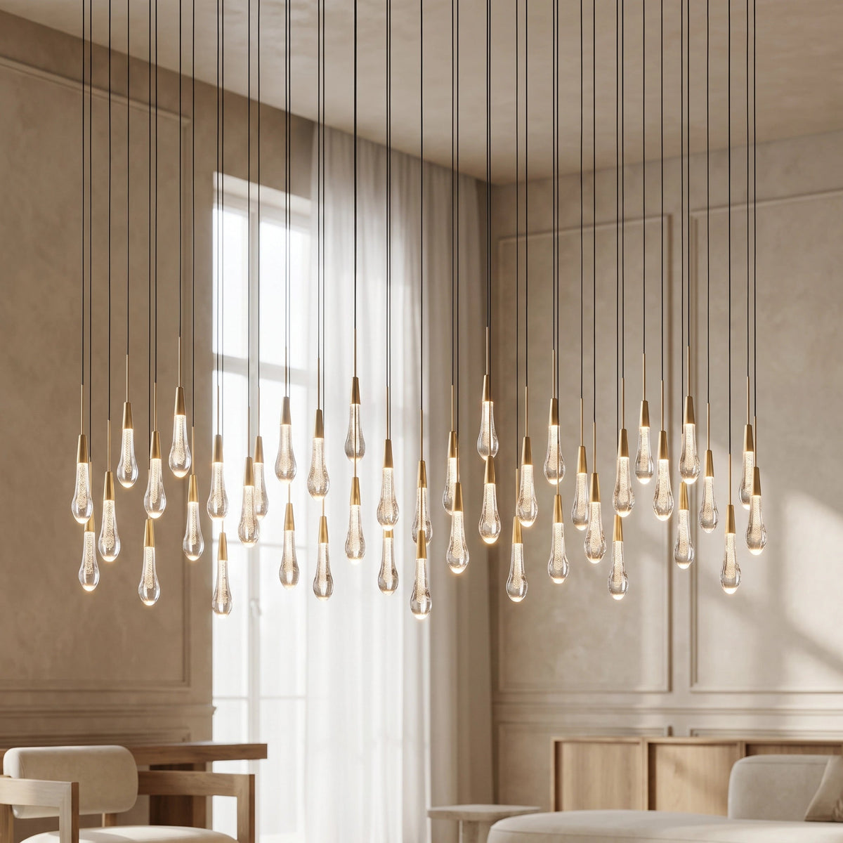 Solitaire Linear Chandelier 37'' 50'' 70'' 87" 120"W - Cyran Lamps