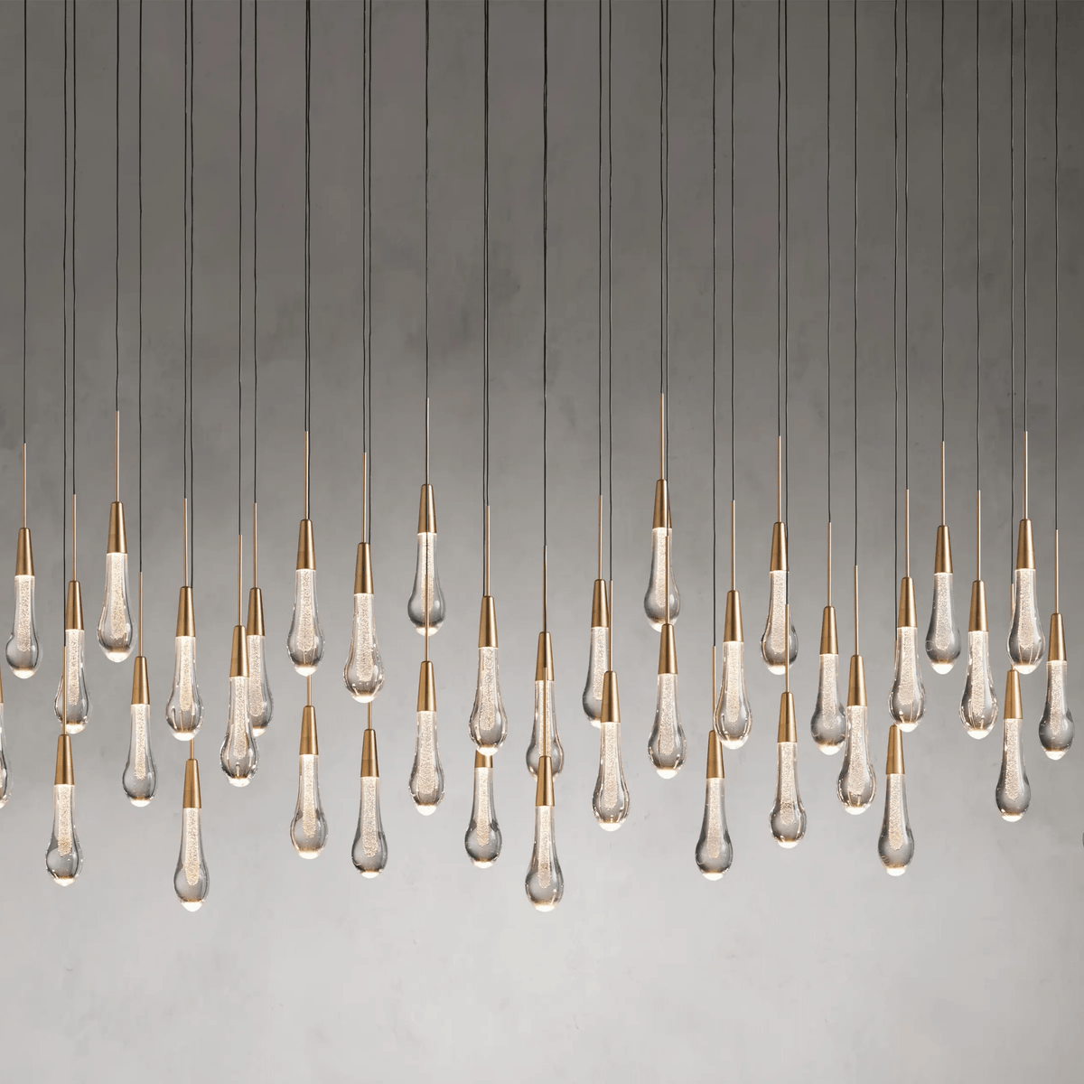Soltaire Glass Linear Chandelier Lighting 37'' 50'' 70'' 87"W 120"W - cyranlamps