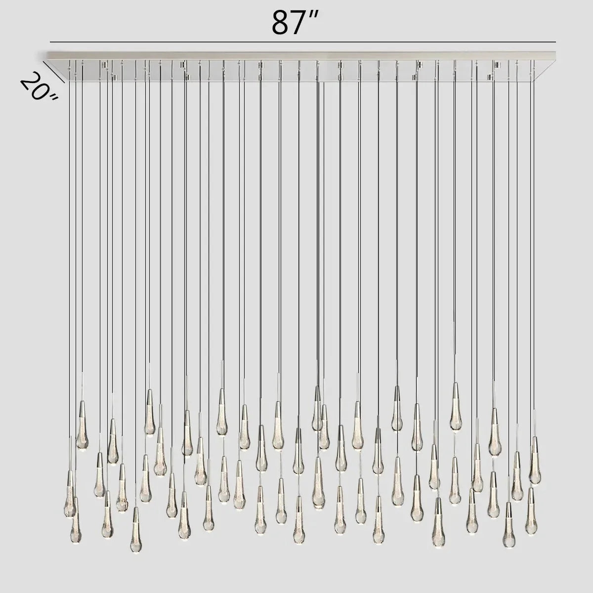 Soltaire Glass Linear Chandelier Lighting 37'' 50'' 70'' 87"W 120"W - cyranlamps