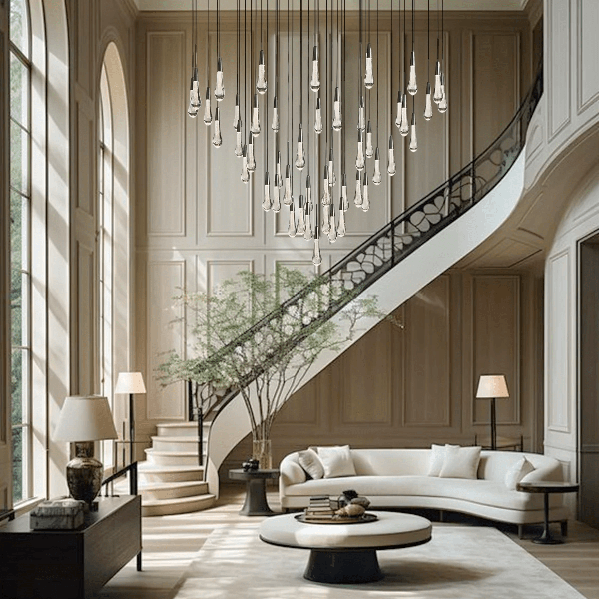 Soltaire Round Chandelier 17" 24" 36“ 58“ - cyranlamps