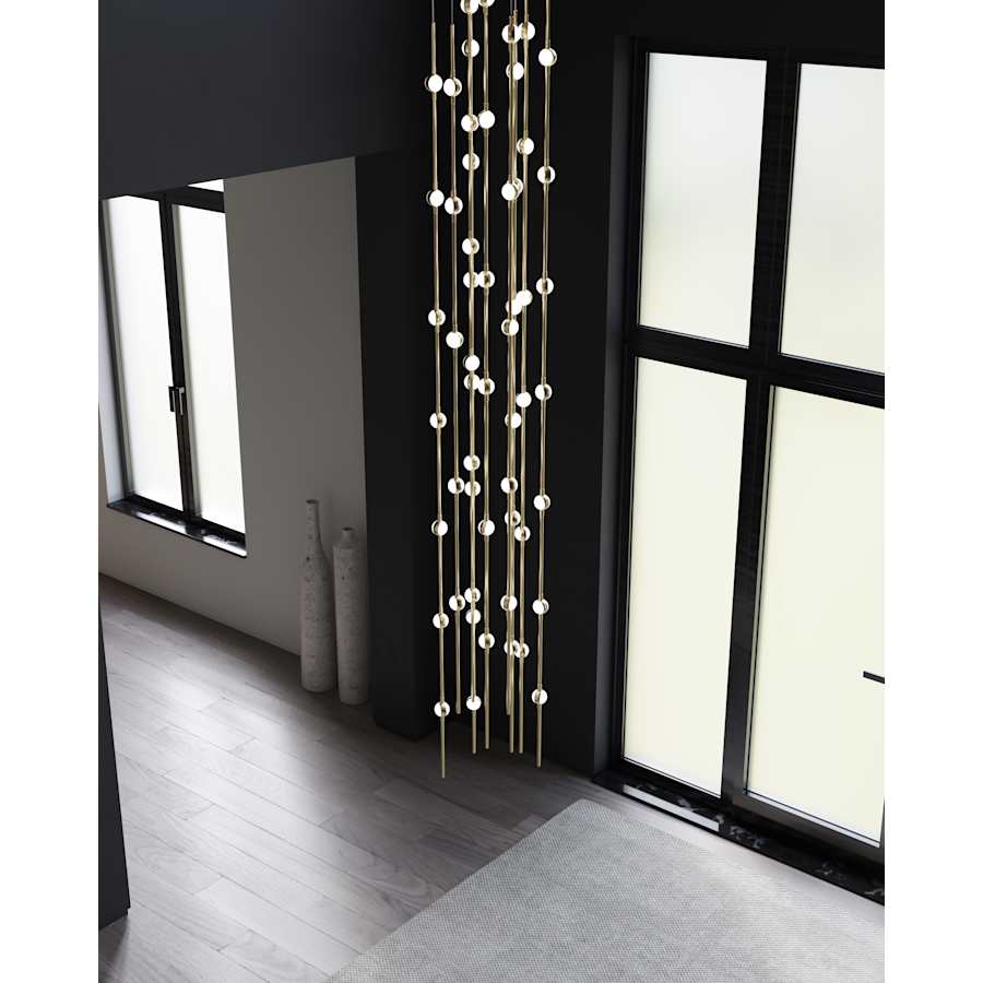 Sonne Constellation 12" Wide 55 - Light LED Chandelier Satin Brass - Cyran Lamps