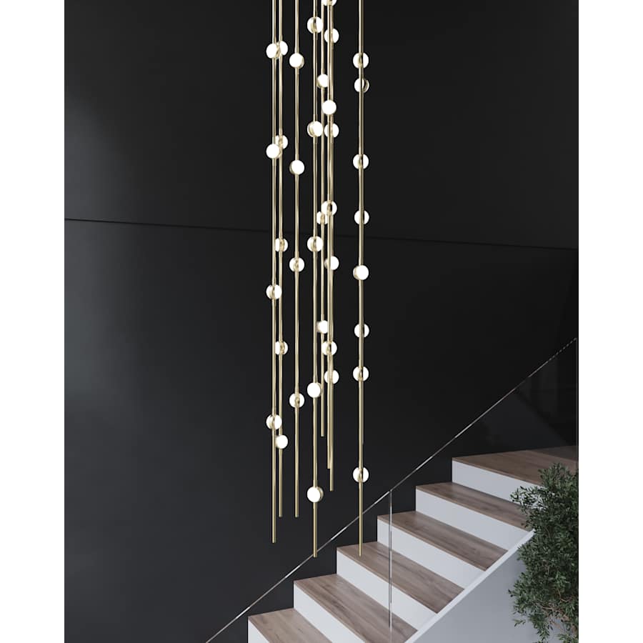 Sonne Constellation 12" Wide 55 - Light LED Chandelier Satin Brass - Cyran Lamps