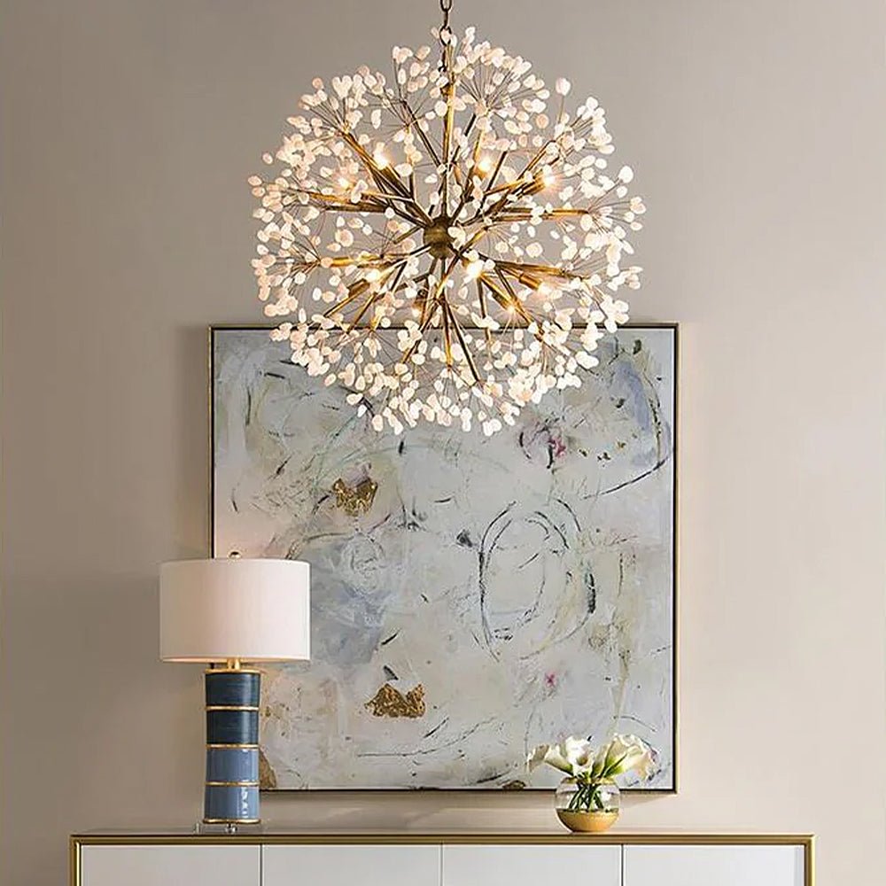 Spherical Twelve - Light Quartz Chandelier - Cyran Lamps