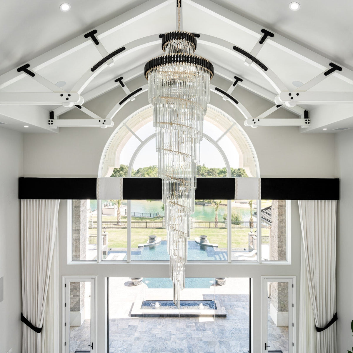 Spiral Crystal Chandelier For Foyer/ Staircase - cyranlamps