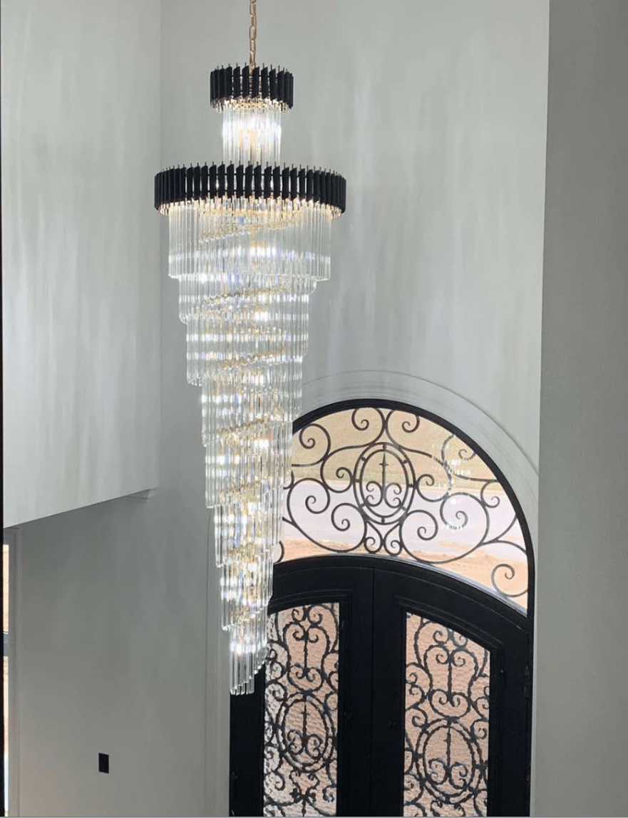 Spiral Crystal Chandelier For Foyer/ Staircase - cyranlamps