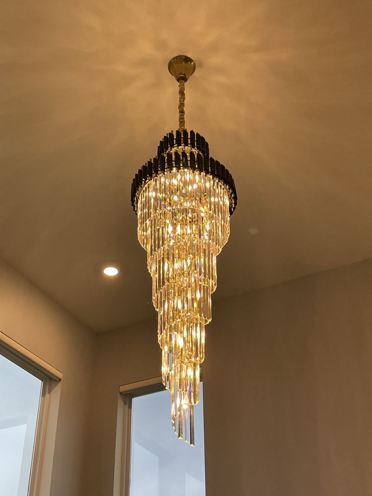 Spiral Crystal Chandelier For Foyer/ Staircase - cyranlamps