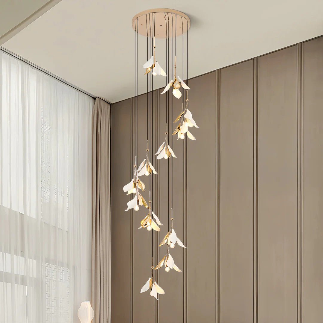 Staircase Chandelier Ideas Art Ceramic Flower Ceiling Light - Cyran Lamps