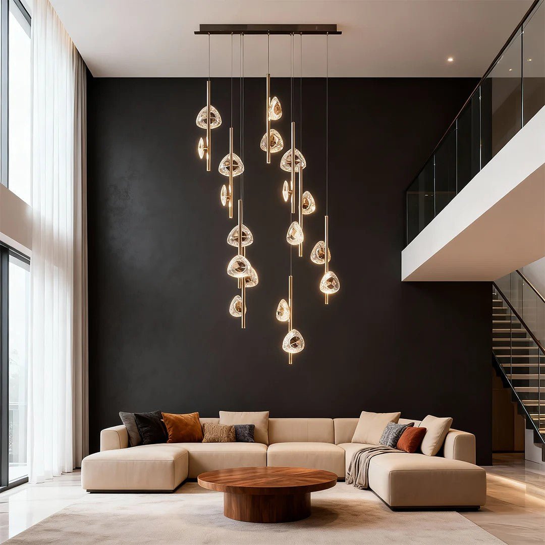 Staircase Crystal Chandelier Modern Aluminum Ceiling Light - Cyran Lamps