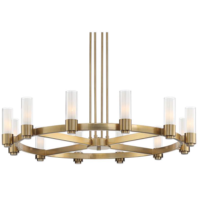 Stiffel Ennis 48" Wide Antique Brass 12-Light Ring Chandelier - cyranlighting