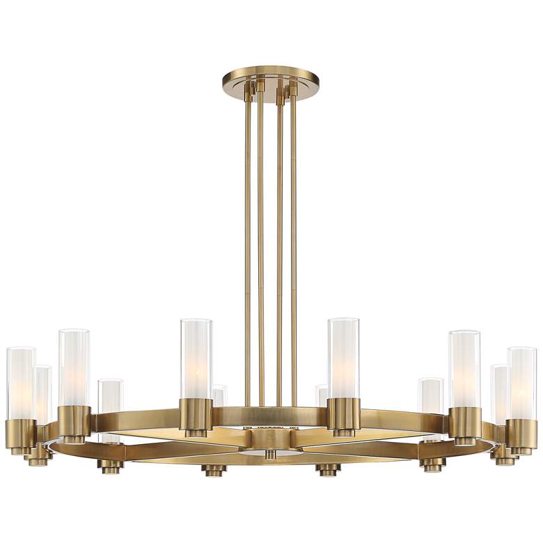 Stiffel Ennis 48" Wide Antique Brass 12-Light Ring Chandelier - cyranlighting