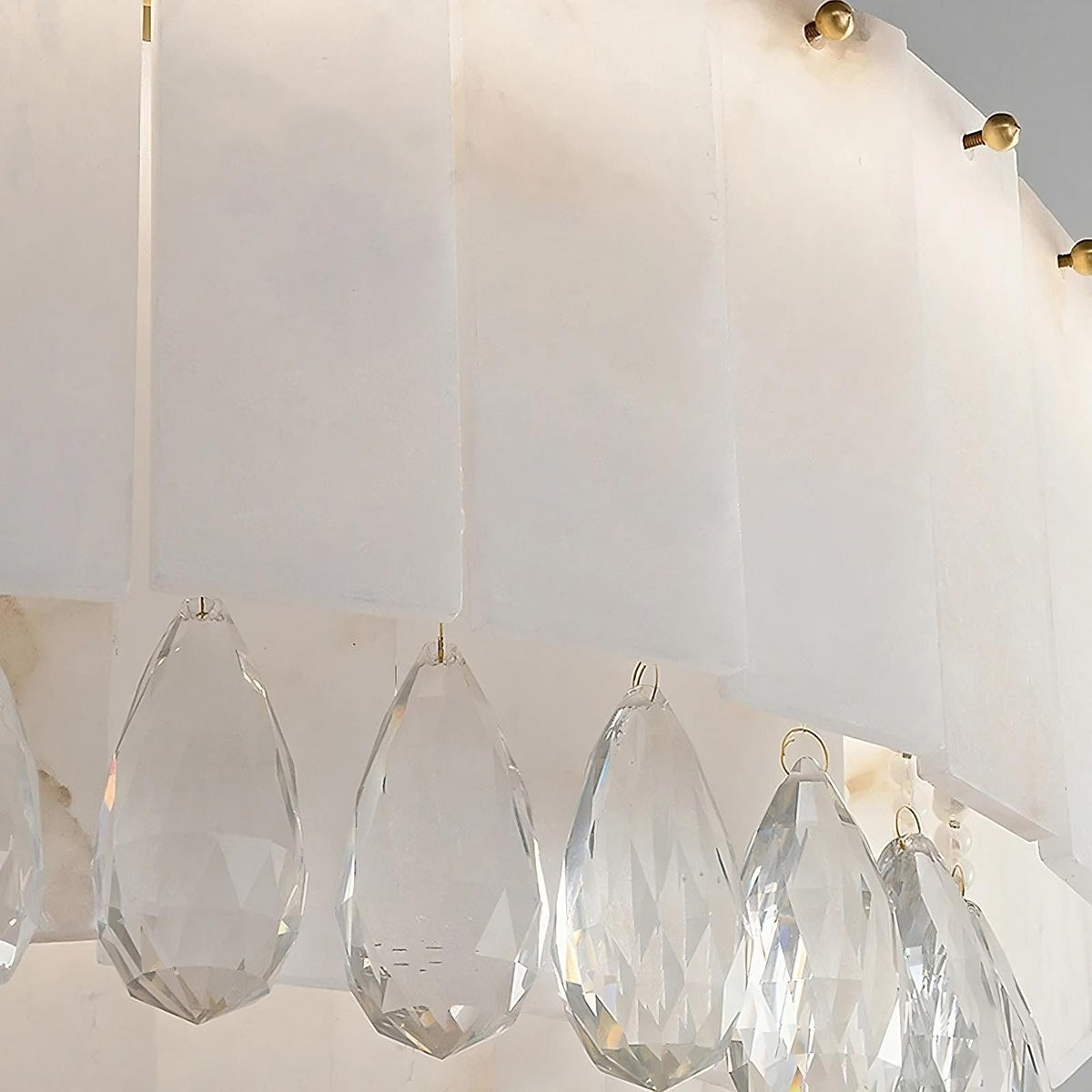 Stuart 39" Marble & Crystal Round Chandelier - cyranlamps