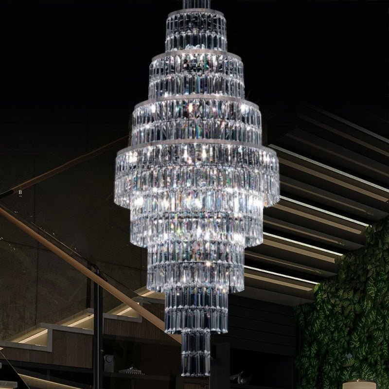 Stylish Foyer Hall Long Crystal Chandelier Large Staircase/ Entryway Decoration Ceiling Light Fixture - cyranlamps
